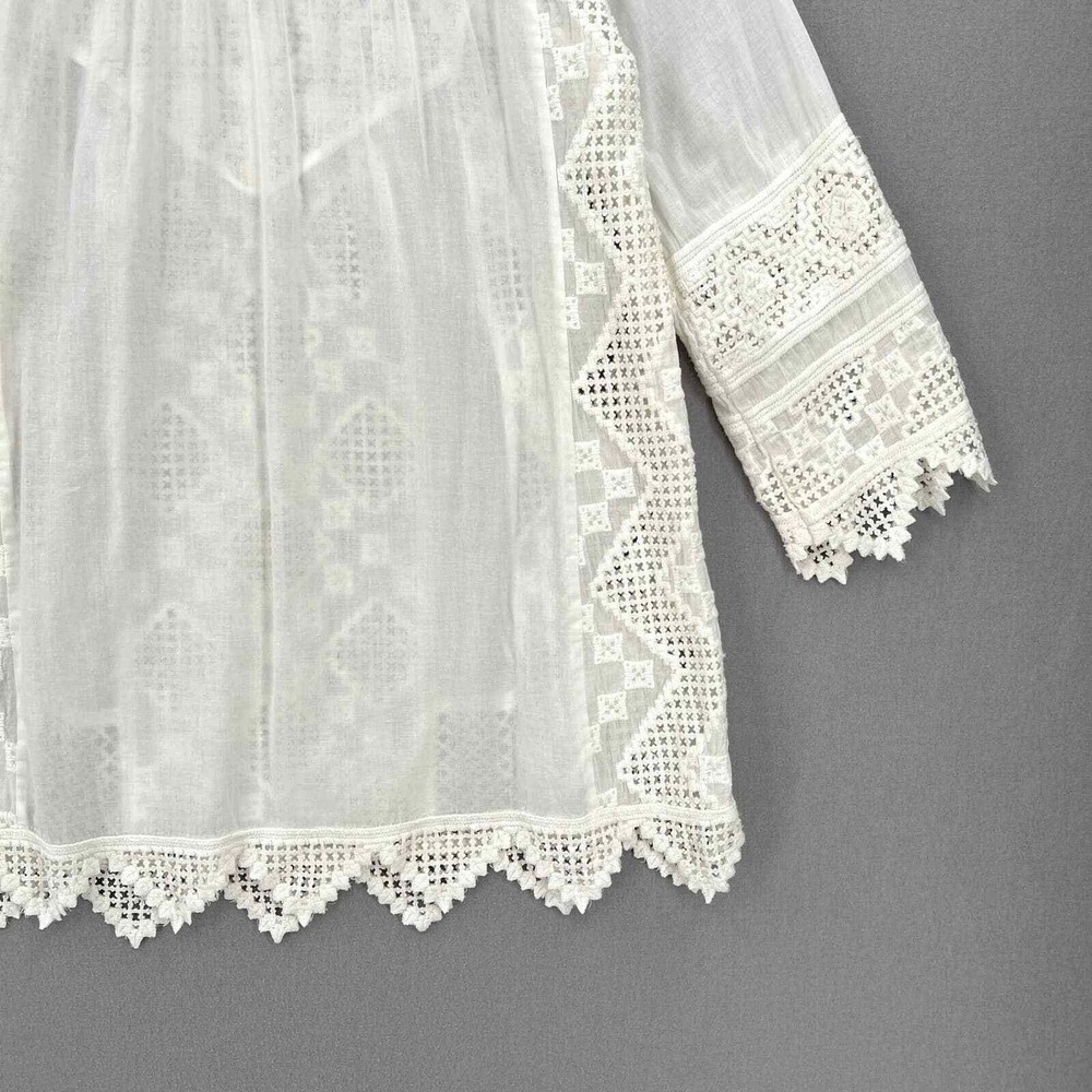 CALYPSO ST BARTH Embroidered Eyelet Tunic Top Womens Small White Resort Beach - Picture 6 of 16